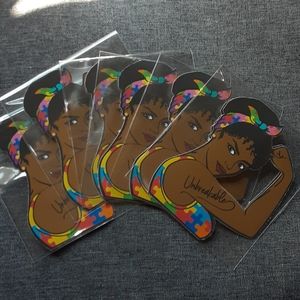 Black African American Autism Mom Stickers SET - 6